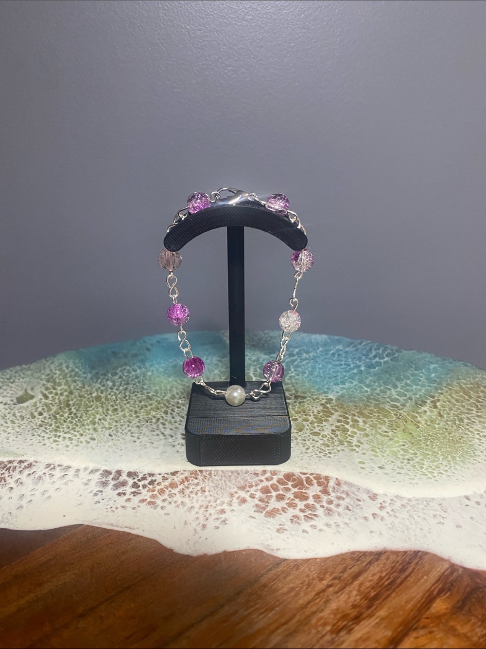 Delicate Pink & Purple Bead Bracelet